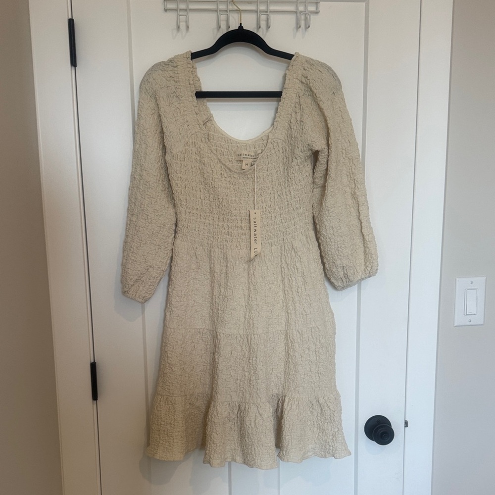 Saltwater LUXE Cream Long Sleeve Dress
